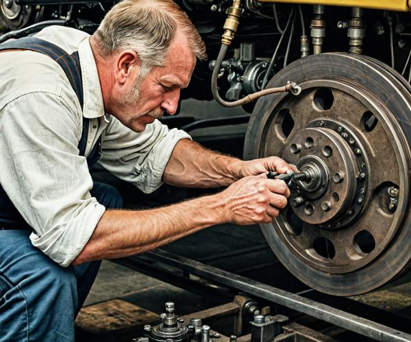 Robert Pyle working on brake system in 2008
